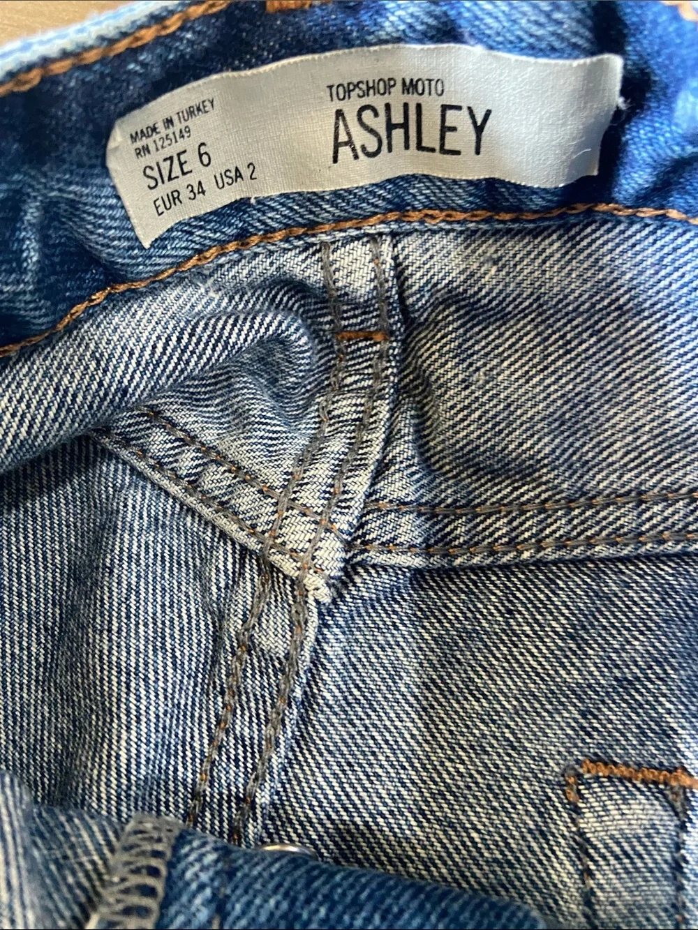 Topshop Moto Ashley Distressed Blue Denim Cutoff Shorts